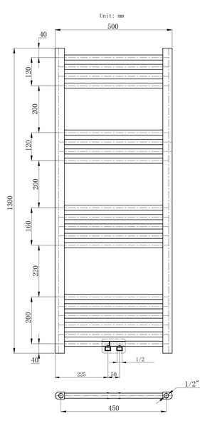 Gamma Erga Simple, radiátor 1300x500 mm, 519 W, fehér, ERG-LAV-SIMP-13050-WH