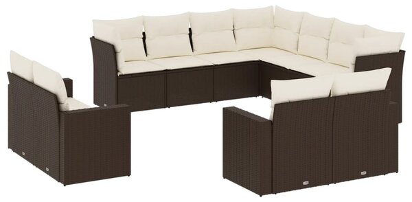 11 részes barna polyrattan kerti ülőgarnitúra párnákkal