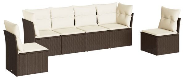 6 részes barna polyrattan kerti ülőgarnitúra párnával