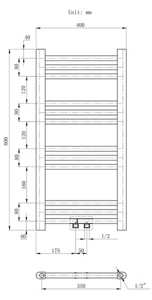 Gamma Erga Simple, fűtőelem 800x400 mm, 275 W, fehér, ERG-LAV-SIMP-8040-WH