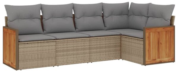 5 részes bézs polyrattan kerti ülőgarnitúra párnákkal