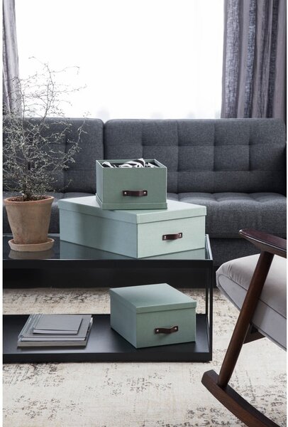 Mentazöld fedeles karton tárolódoboz szett 3 db-os 31x47x15 cm Inge – Bigso Box of Sweden