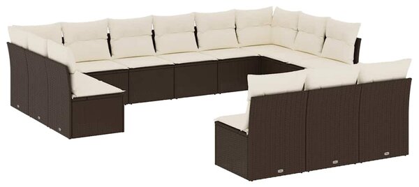 13 részes barna polyrattan kerti ülőgarnitúra párnákkal