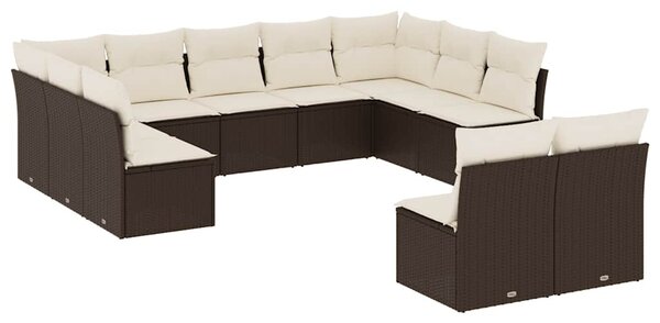 11 részes barna polyrattan kerti ülőgarnitúra párnákkal