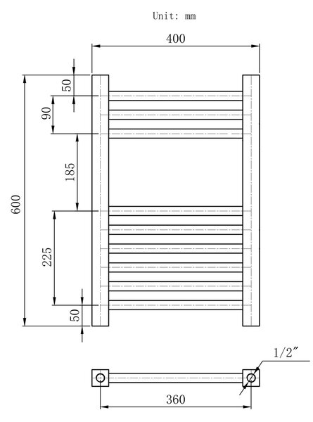 Gamma Erga Proper, radiátor 600x400 mm, 256W, fehér, ERG-LAV-PROP-6040-WH