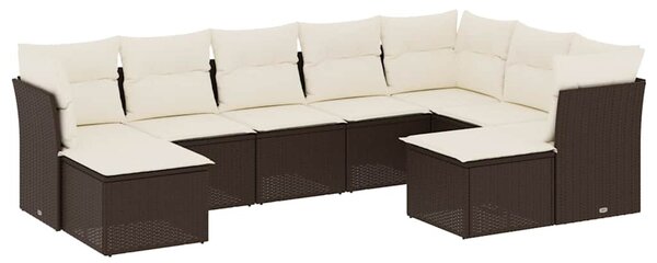 9 részes barna polyrattan kerti ülőgarnitúra párnákkal