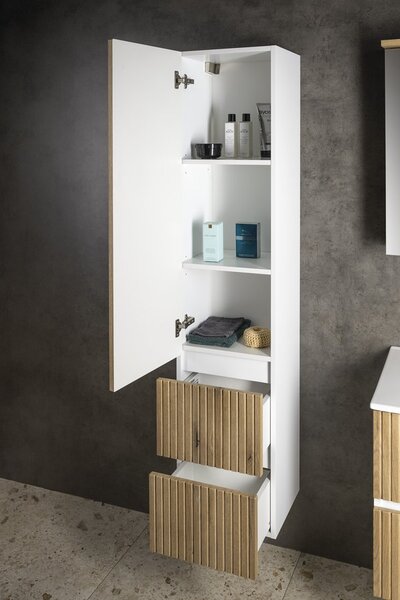 Aqualine Aqualine, PANEDA STRIP magas szekrény 35x165x31cm, emporio tölgy, bal/jobb, PN265