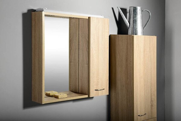 Aqualine Aqualine, ZOJA/KERAMIA FRESH STRIP konyha LED világítással, 60x60x14cm, jobbos, fehér, 45022S