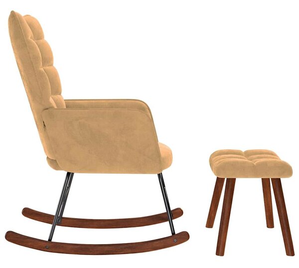 VidaXL barna bársony hintaszék lábtartóval