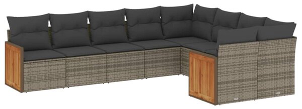 9 részes szürke polyrattan kerti ülőgarnitúra párnákkal