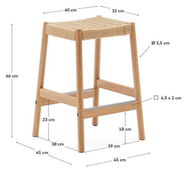 Natúr színű tölgyfa bárszék szett 2 db-os (ülésmagasság 66 cm) Yalia – Kave Home