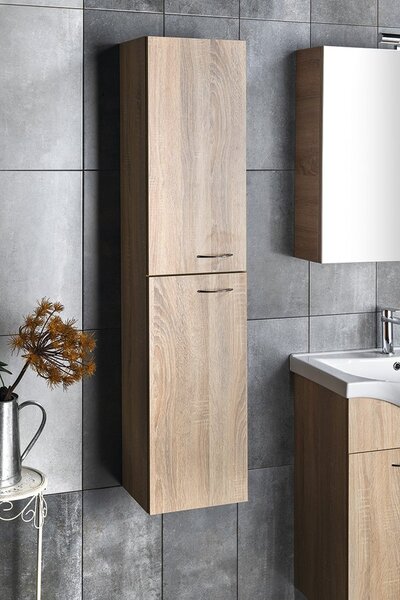 Aqualine Aqualine, ZOJA/KERAMIA FRESH magas szekrény 30x140x20cm, platina tölgy, 51157