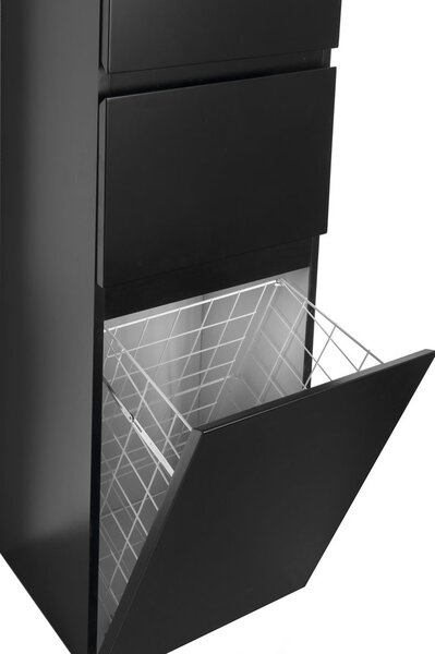 Aqualine Aqualine, ALTAIR magas szekrény kosárral 40x184x31cm, matt fekete, jobbos, AI685R