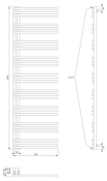 Aqualine Aqualine, POSEIDON radiátor 550x1740mm, matt fekete, PS517B