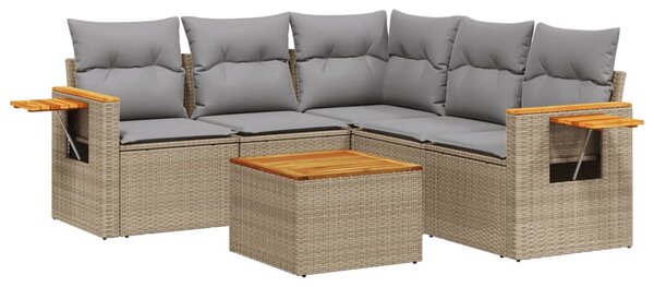 6 részes bézs polyrattan kerti ülőgarnitúra párnával