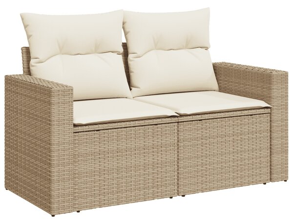 9 részes bézs polyrattan kerti ülőgarnitúra párnákkal