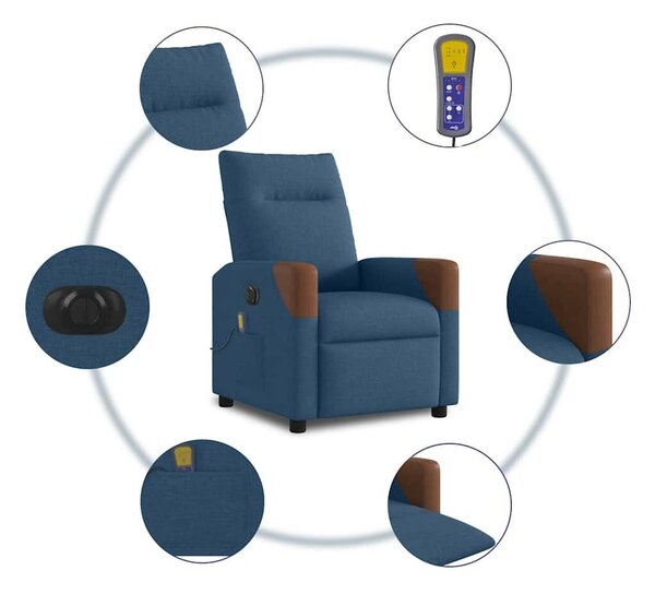 VidaXL kék szövet elektromos dönthető masszázsfotel