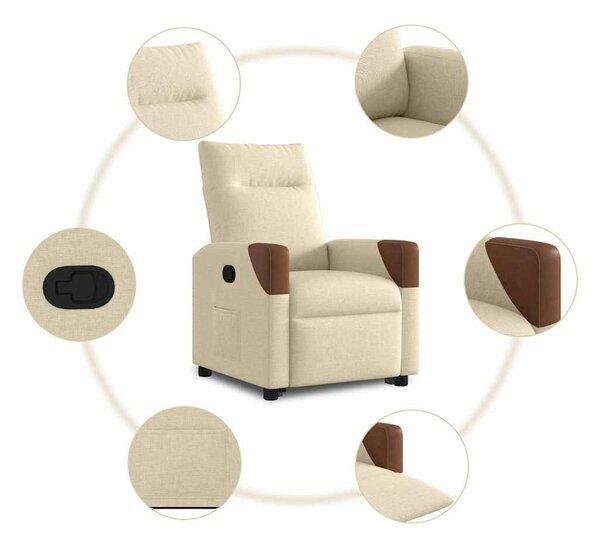 VidaXL krémszínű szövet felállást segítő dönthető fotel