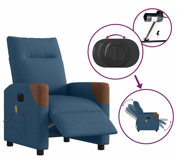 VidaXL kék szövet elektromos dönthető masszázsfotel