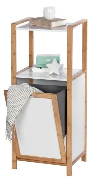 Fehér-natúr színű bambusz fürdőszobai polcos állvány 40x95 cm Finja – Wenko