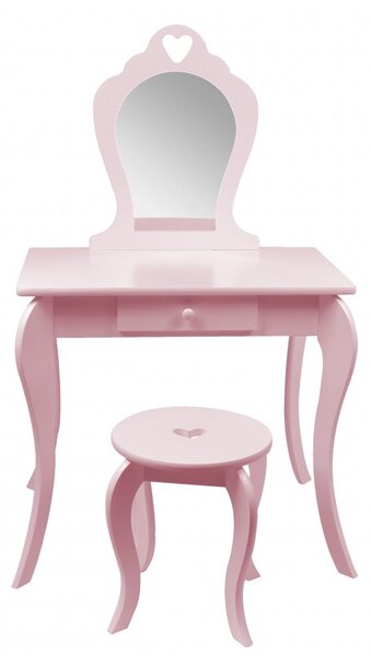 Rózsaszín gyermek fésülködőasztal székkel