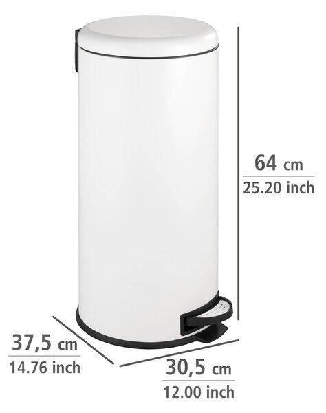 Fehér acél pedálos szemetes 30 l Leman – Wenko