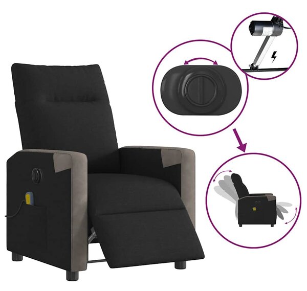 VidaXL fekete szövet elektromos dönthető masszázsfotel