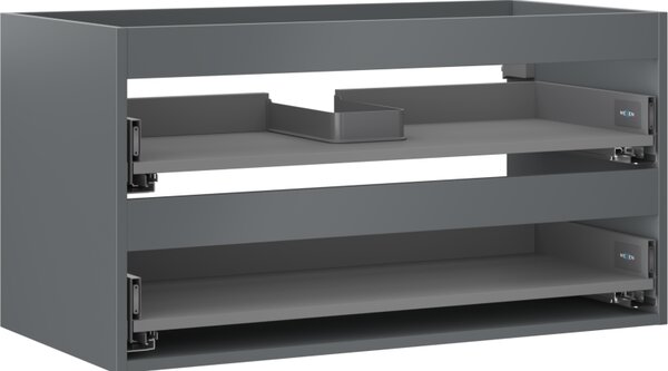 Mexen Box-A, fali szekrény 90 cm, 2 fiókkal, grafit matt, 91AX0-0900-470-2-66