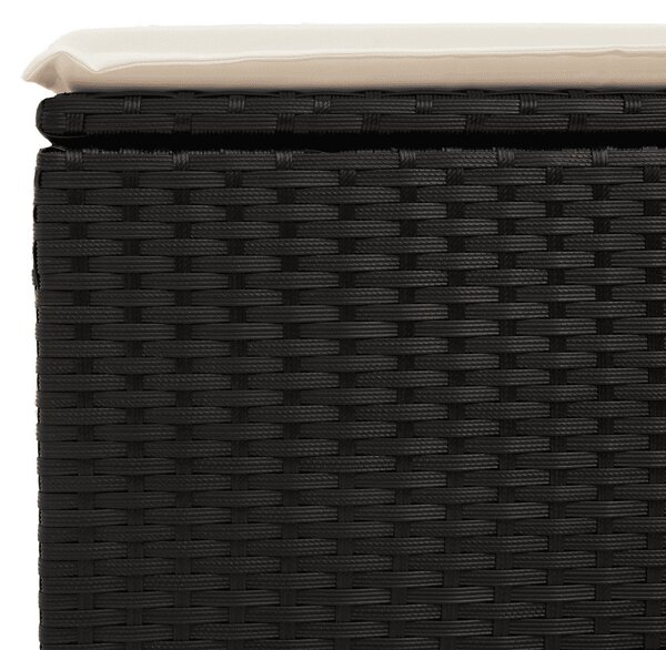 9 részes fekete polyrattan kerti étkezőgarnitúra párnákkal