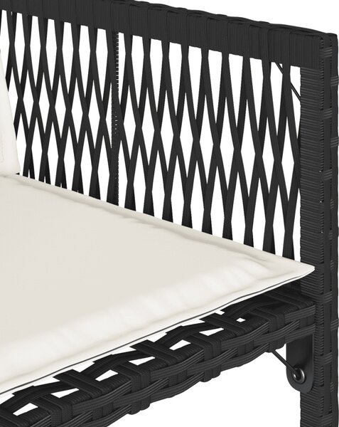 9 részes fekete polyrattan kerti étkezőgarnitúra párnákkal