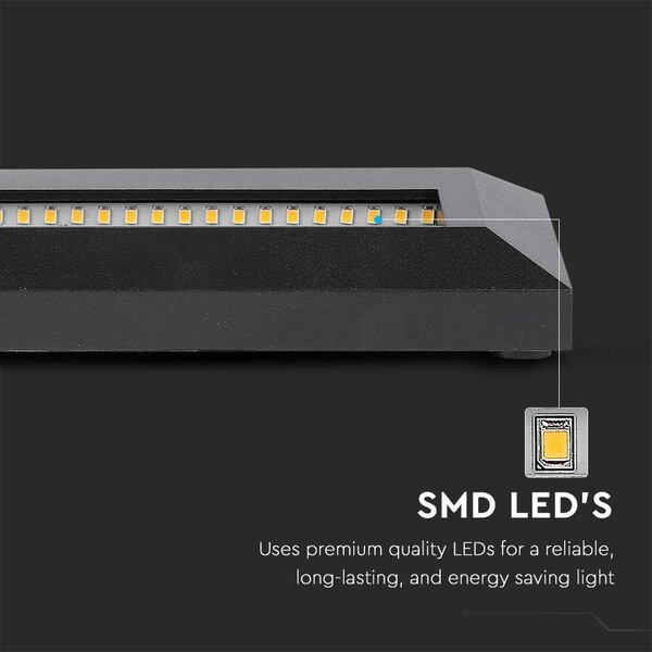 V-TAC 3W fekete LED lépcsővilágítás, IP65, természetes fehér - SKU 211328