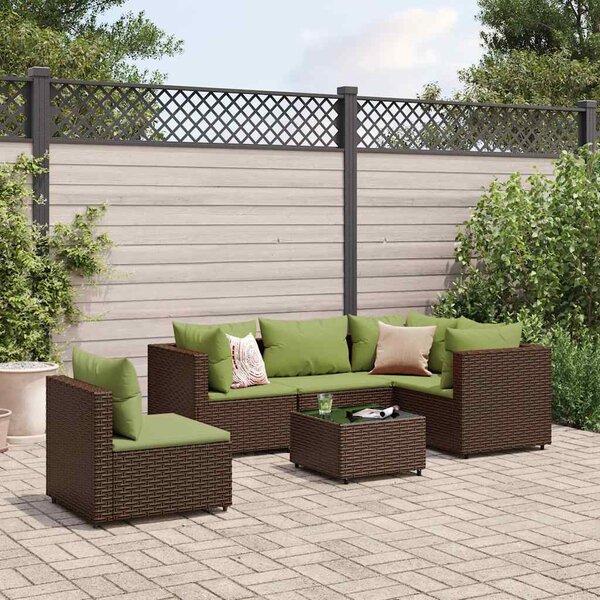 6 részes barna polyrattan kerti ülőgarnitúra párnákkal