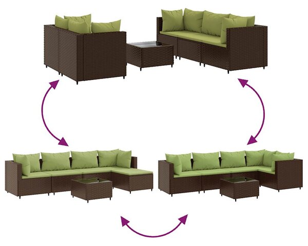 6 részes barna polyrattan kerti ülőgarnitúra párnákkal