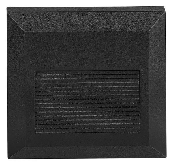 V-TAC 2W fekete LED lépcsővilágítás, szögletes, IP65, természetes fehér - SKU 211322
