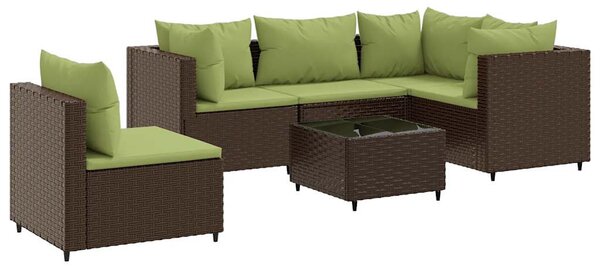 6 részes barna polyrattan kerti ülőgarnitúra párnákkal