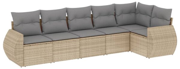 6 részes bézs polyrattan kerti ülőgarnitúra párnával