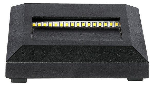 V-TAC 2W fekete LED lépcsővilágítás, szögletes, IP65, természetes fehér - SKU 211322