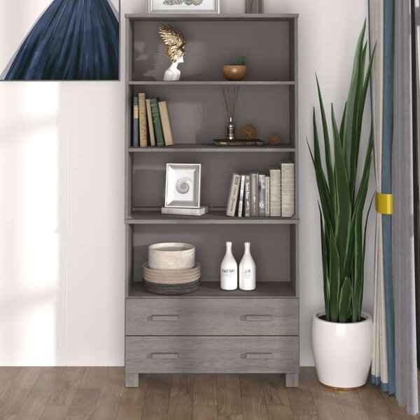 Hamar Polcrendszer - Tömör Fenyőfa - 85x35x180 cm - Világosszürke