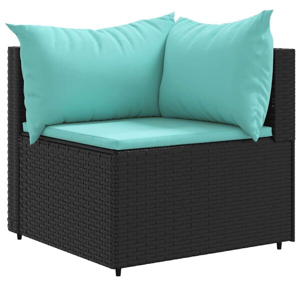 6 részes fekete polyrattan kerti ülőgarnitúra párnákkal