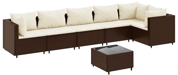 7 részes barna polyrattan kerti ülőgarnitúra párnákkal