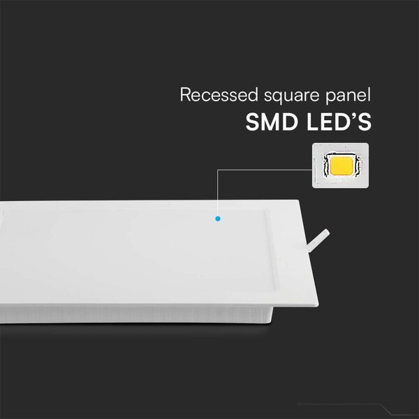 V-TAC süllyeszthető, műanyag IP20, négyzet LED panel 3W, természetes fehér - SKU 10478