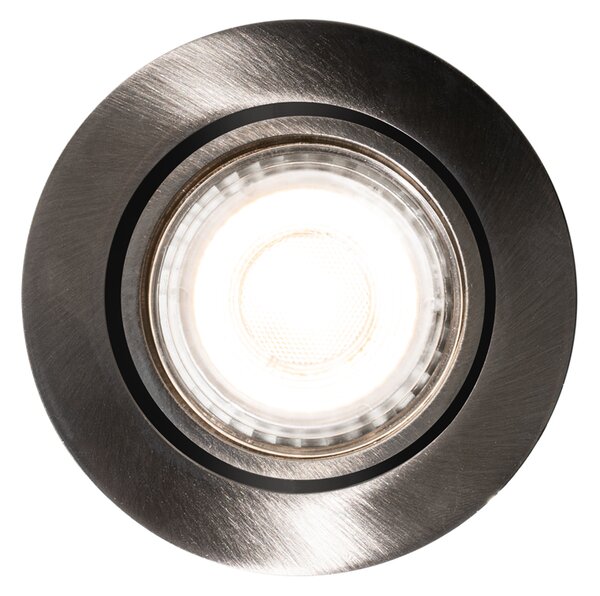 Modern fegyverszürke beépíthető spotlámpa szett, 6 db, GU10, 50mm, kerek, dönthető - Cisco