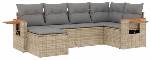 6 részes bézs polyrattan kerti ülőgarnitúra párnával