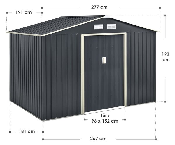 Juskys Kerti ház XL 277x191x192 cm - antracit