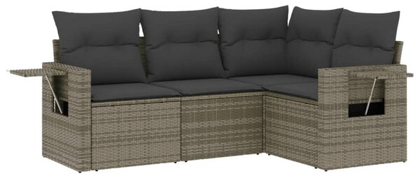 4 részes szürke polyrattan kerti ülőgarnitúra párnákkal