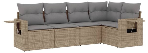 5 részes bézs polyrattan kerti ülőgarnitúra párnákkal