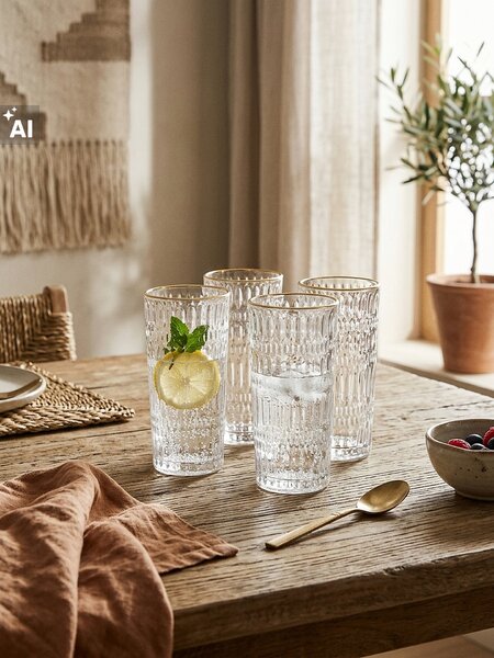 Sinsay - Texturált pohár készlet arany peremmel 4 pack - clear