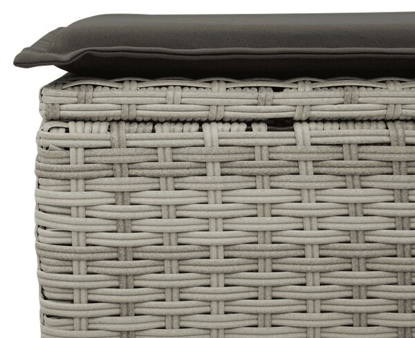 12 részes világosszürke polyrattan kerti ülőgarnitúra párnával