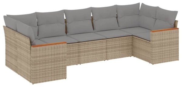 7 részes bézs polyrattan kerti ülőgarnitúra párnákkal