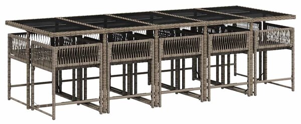 11 részes szürke polyrattan kerti ülőgarnitúra párnákkal
